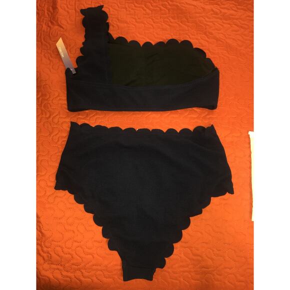 NWT Navy Blue Molybell Size L Two Piece One Strap Bathing Suit, High Waist - Picture 5 of 6